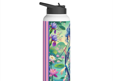 Fairy of the Koi Pond Stainless Steel Water Bottle, Standard Lid