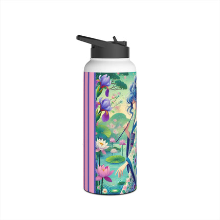 Fairy of the Koi Pond Stainless Steel Water Bottle, Standard Lid