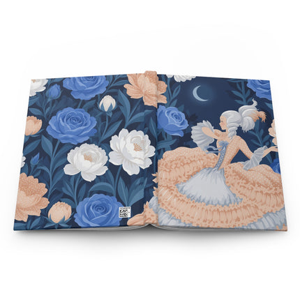 🌙🌹 The Moonlit Rose Masquerade Hardcover Journal – Art Deco Fashion Illustration