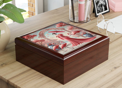 Petals, Porcelain, and Flamingos Jewelry Box