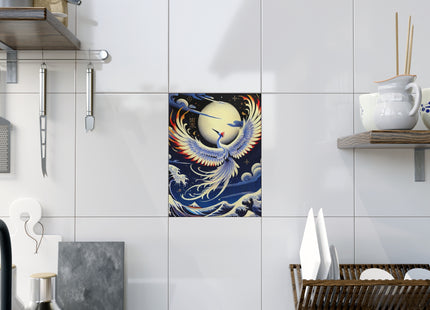 Majestic White Crane Ceramic Tile