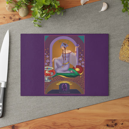 February & Amethyst Zodiac Glass Cutting Board