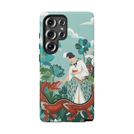 🐉🌿 The Dragon Keeper Phone Case – Art Deco Floral Fantasy