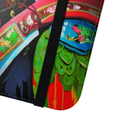 🦜⚡ Tech Plumes Flip Case – Neon Feathers & Futuristic Brilliance