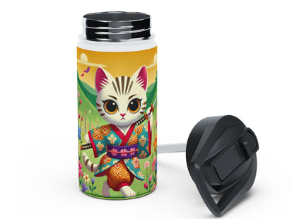 Samurai Kitten Stainless Steel Water Bottle, Standard Lid