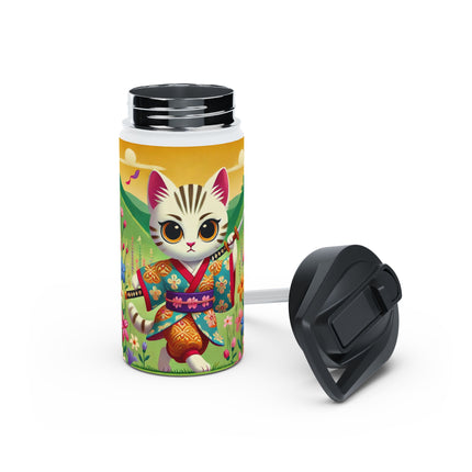 Samurai Kitten Stainless Steel Water Bottle, Standard Lid