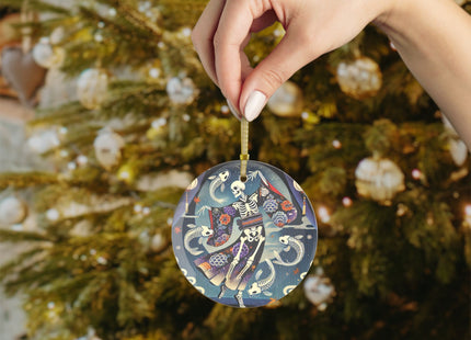 Skeleton Kabuki Performer Glass Ornament