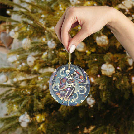 Skeleton Kabuki Performer Glass Ornament