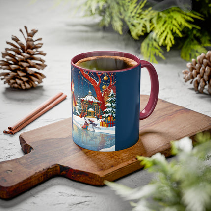 ⛸️🎄 The Christmas Skating Pavilion Colorful Mug – Art Deco Holiday Fantasy