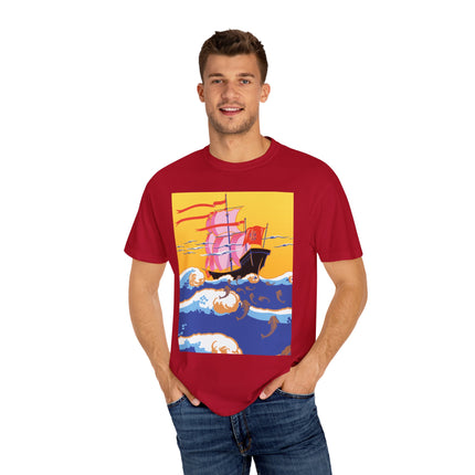 Golden Seas and Whimsical Dreams Unisex Garment-Dyed T-shirt