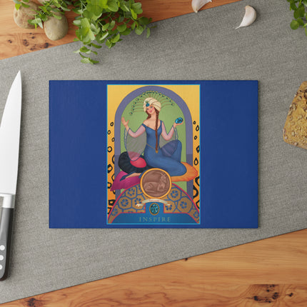 December & Tanzanite Zodiac Glass Cutting Board