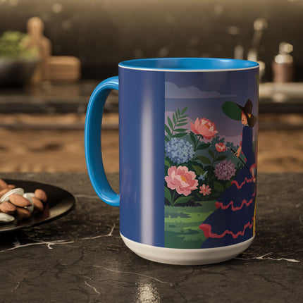 The Lady Of The Garden Stroll Colorful Mugs – Art Deco Botanical Elegance