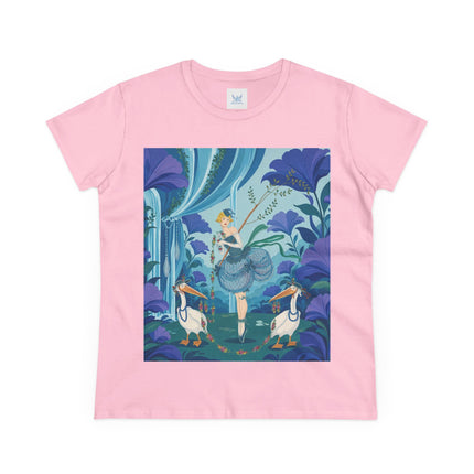🪶🌺 The Pelican Garden Dance Cotton Tee – Art Deco Botanical Whimsy