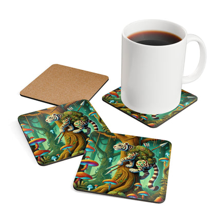 Silent Stripes Corkwood Coaster Set