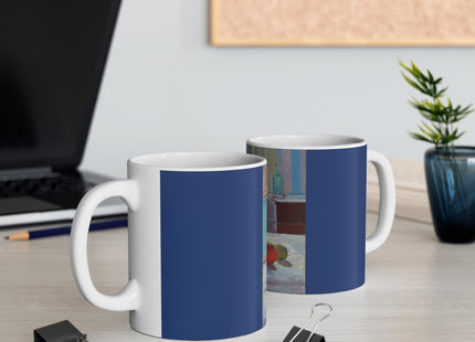 Blue and Green Bottles and Oranges by Spencer Frederick Gore Ceramic Mug 11oz