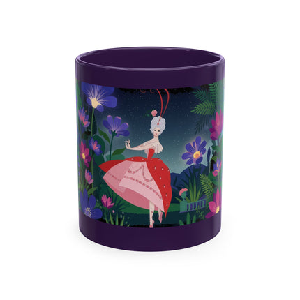 🌙🌺 The Lady Of The Midnight Flower Garden Ceramic Mug – Art Deco Floral Elegance