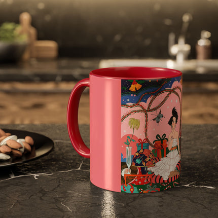 🎀🎄 Christmas Morning In The Rose Parlor Colorful Mug – Art Deco Holiday Fantasy