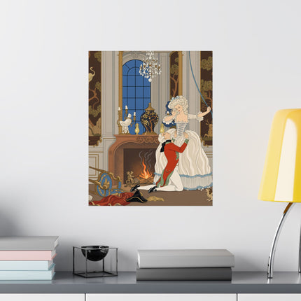 🔥🌹 L'Appât Matte Vertical Poster – George Barbier Art Deco Fireside Romance