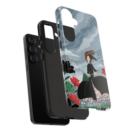 🌧️🌺 The Stormy Flower Walk Phone Case – Art Deco Floral Fashion