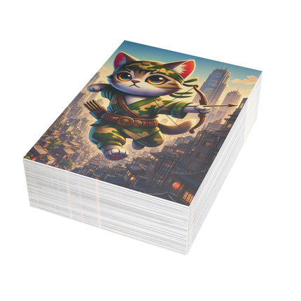 🐱🏹 The Little City Archer Greeting Card – Whimsical Animal Adventure