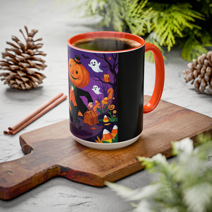 🎃🏮 The Pumpkin Gentleman's Moonlit Stroll Colorful Mug – Whimsical Halloween Charm