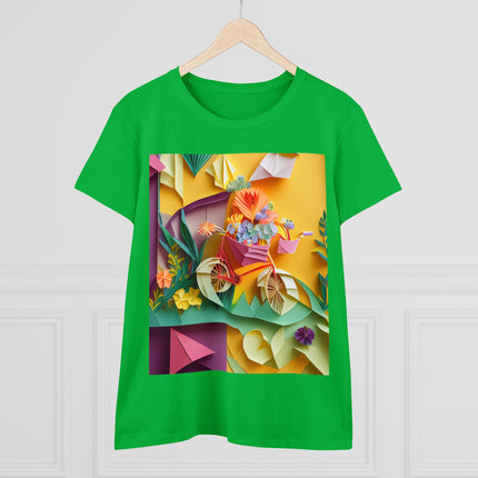 Origami Bicycle Women's Midweight Cotton Tee