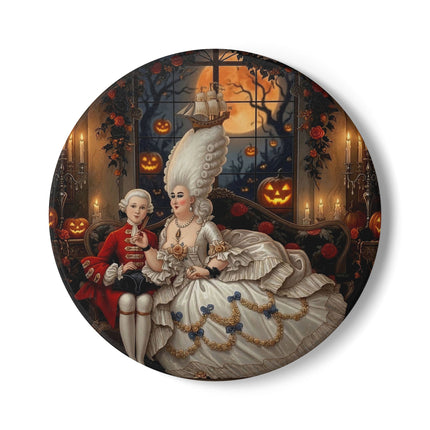 🌙🎃 The Moonlit Pumpkin Parlor Ceramic Coaster – Elegant Halloween Charm