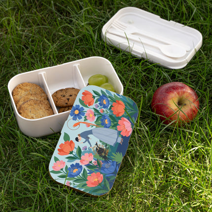 🦜🌺 The Lady Of The Garden Aviary Bento Lunch Box – Art Deco Floral Whimsy