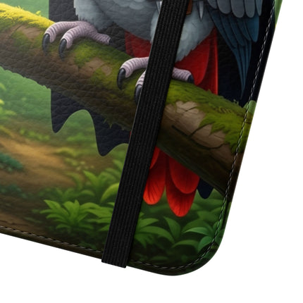 🪶🌲 The African Grey Sentinel Flip Case – Quiet Strength & Woodland Adventure