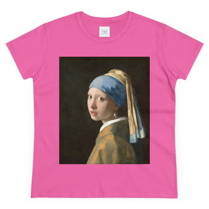 Girl with a Pearl Earring by Johannes Vermeer Women's Midweight Cotton Tee