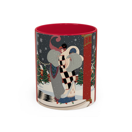 ❄️✨ The Winter Couture Promenade Colorful Mug – Art Deco Holiday Elegance