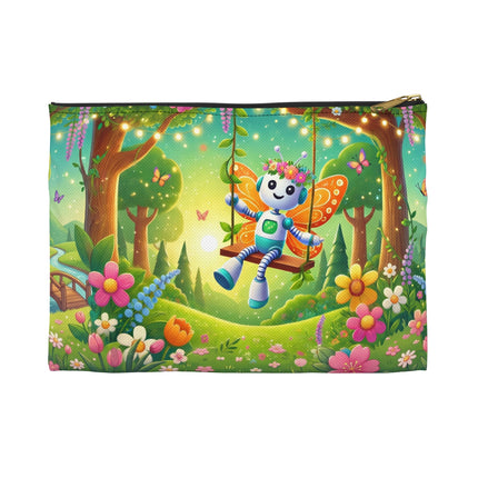 Robot Fairy Accessory Pouch – Whimsical Wonder & Blossom Magic