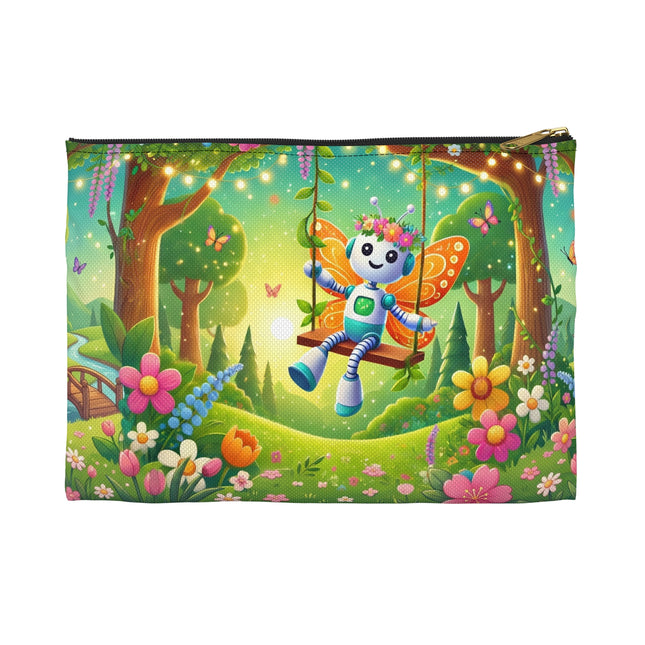 Robot Fairy Accessory Pouch – Whimsical Wonder & Blossom Magic