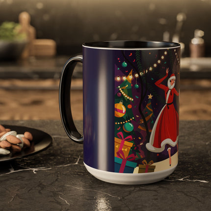🎄❄️ The Christmas Snowball Dance Colorful Mug – Whimsical Holiday Fashion Fantasy
