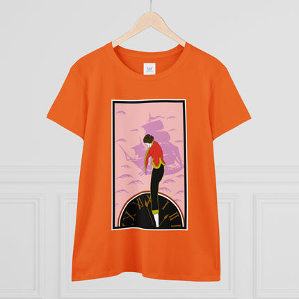 Woman Waiting for her Beloved at 1:59 by Kobayashi Kaichi Women's Midweight Cotton Tee