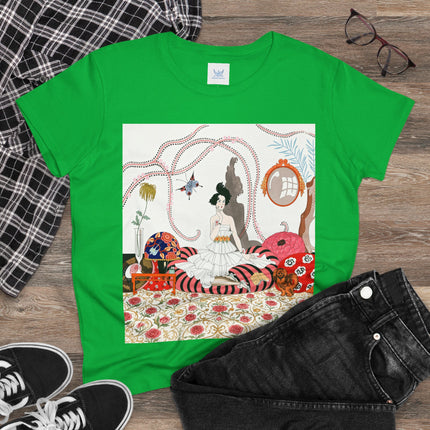 🌹🐕 The Rose Salon Companion Cotton Tee – Art Deco Fashion & Dog Elegance