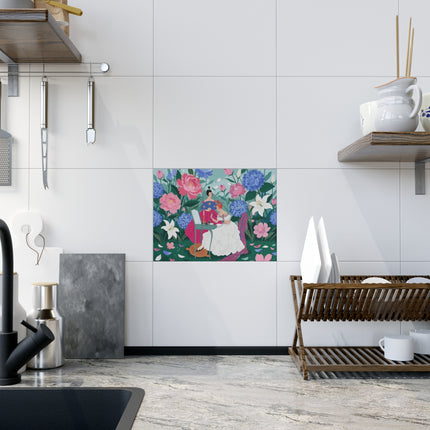 💎🌸 The Lady Of The Jeweled Garden Ceramic Tile – Art Deco Floral Elegance