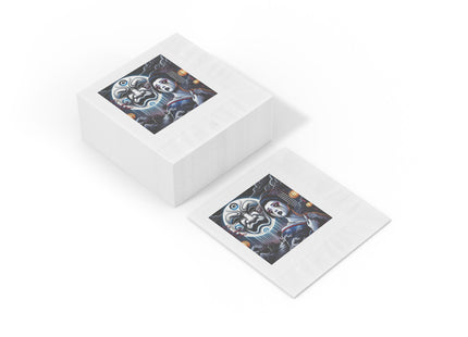 Geisha’s Black Ink Tears White Coined Napkins