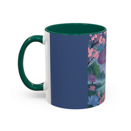 The Lady Of The Cherry Blossoms Colorful Mugs – Art Deco Spring Elegance