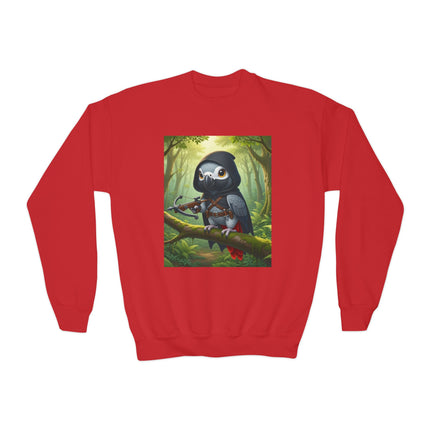 The African Grey Sentinel Youth Crewneck Sweatshirt – Wisdom, Courage & Woodland Adventure