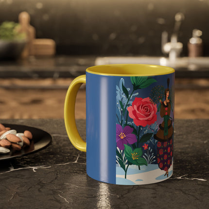 🌹❄️ The Holly Rose Of Winter Colorful Mug – Art Deco Christmas Garden