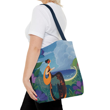 🌊🌺 The Lady Of The Seaside Garden Tote Bag – Art Deco Coastal Fantasy