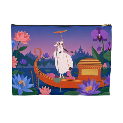 🪷🛶 The Lady Of The Lotus Lake Accessory Pouch – Art Deco Garden Voyage