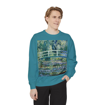 Water Lilies and Japanese Bridge by Claude Monet Unisex Garment-Dyed Sweatshirt
