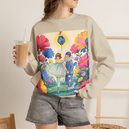 🌸🏮 The Lantern Garden Stroll Crewneck Sweatshirt – Art Deco Floral Whimsy