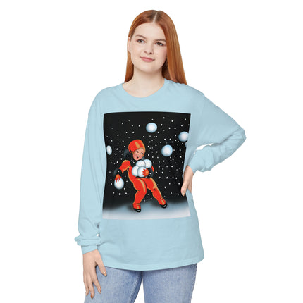 Festive Snowball Unisex Garment-dyed Long Sleeve T-Shirt