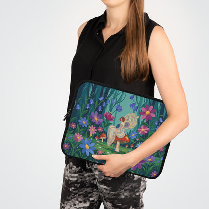 🧚🍄 The Lady Of The Mushroom Forest Laptop Sleeve – Art Deco Fairy Garden Fantasy