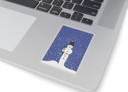 Snowman in Falling Snow Kiss-Cut Stickers (4 Sizes)