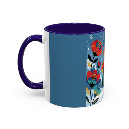 ❤️❄️ The Winter Heart Messenger Colorful Mug – Art Deco Snow Garden Fantasy