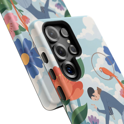 🦜🌺 The Lady Of The Garden Aviary Phone Case – Art Deco Floral Whimsy
